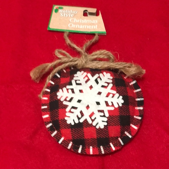 Buffalo Check Red Black Snowflake Christmas Ornament - Picture 1 of 2